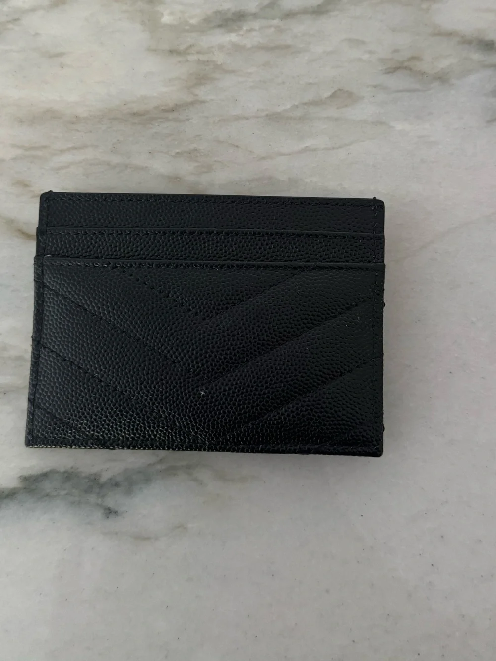 Saint Laurent Black Leather Card Holder with Gold YSL Emblem